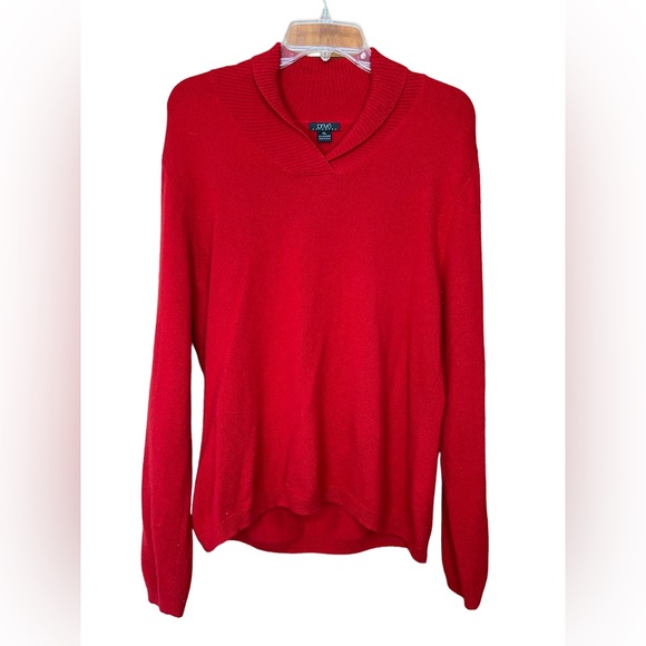 Privé Cashmere Sweaters - Privé Cashmere Red Shawl Collar Long Sleeve Sweater Women's Size XL